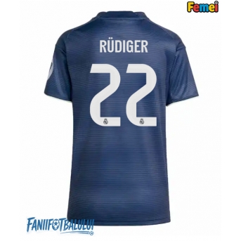 Real Madrid Antonio Rudiger #22 Tricou Fotbal Replică 2025-26 Femei Deplasare